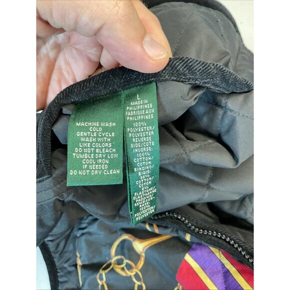 VTG Ralph Lauren Equestrian Quilted Reversible Vest‎ LG Embroidered Crest - Picture 6 of 10